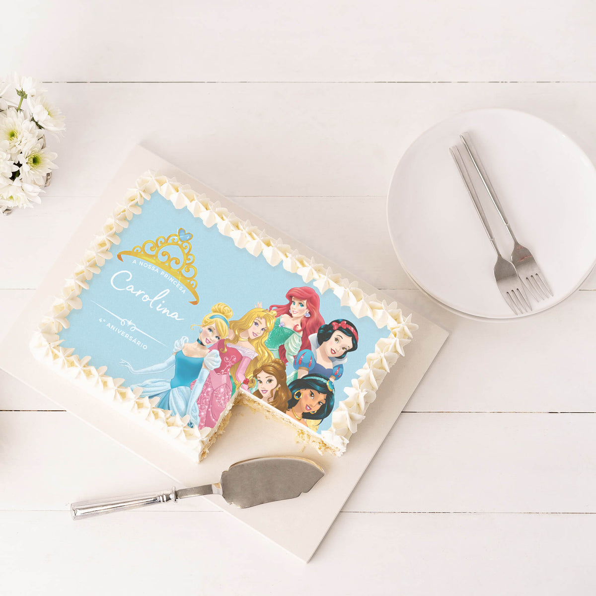 Bolo de aniversário Princesas Disney nome personalizável – Love In a Cake