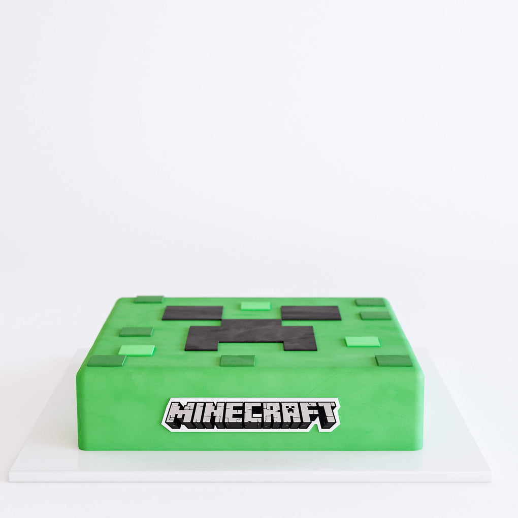 Bolo de Pasta de Chocolate: Bolo Minecraft quadrado em verde claro