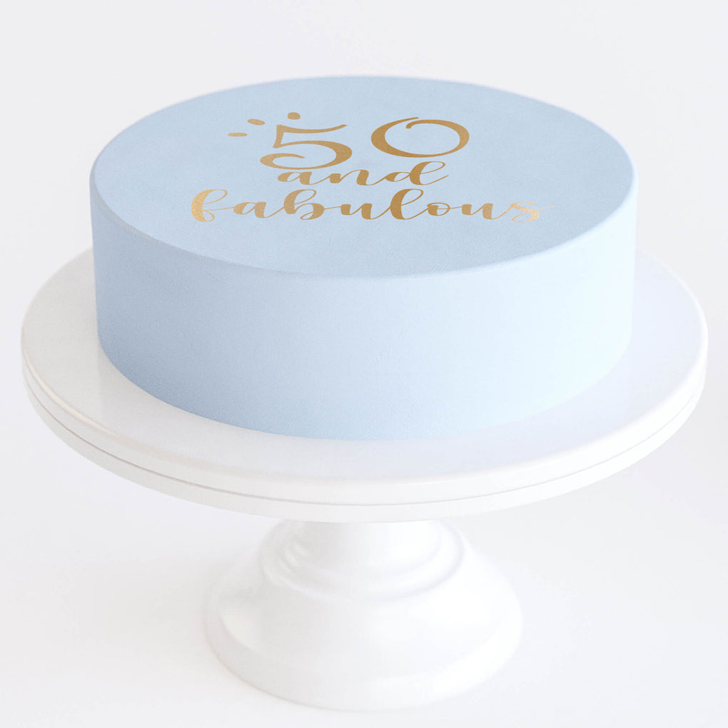 Bolo de aniversário 50 anos azul com cobertura de açúcar e icing – Love In  a Cake