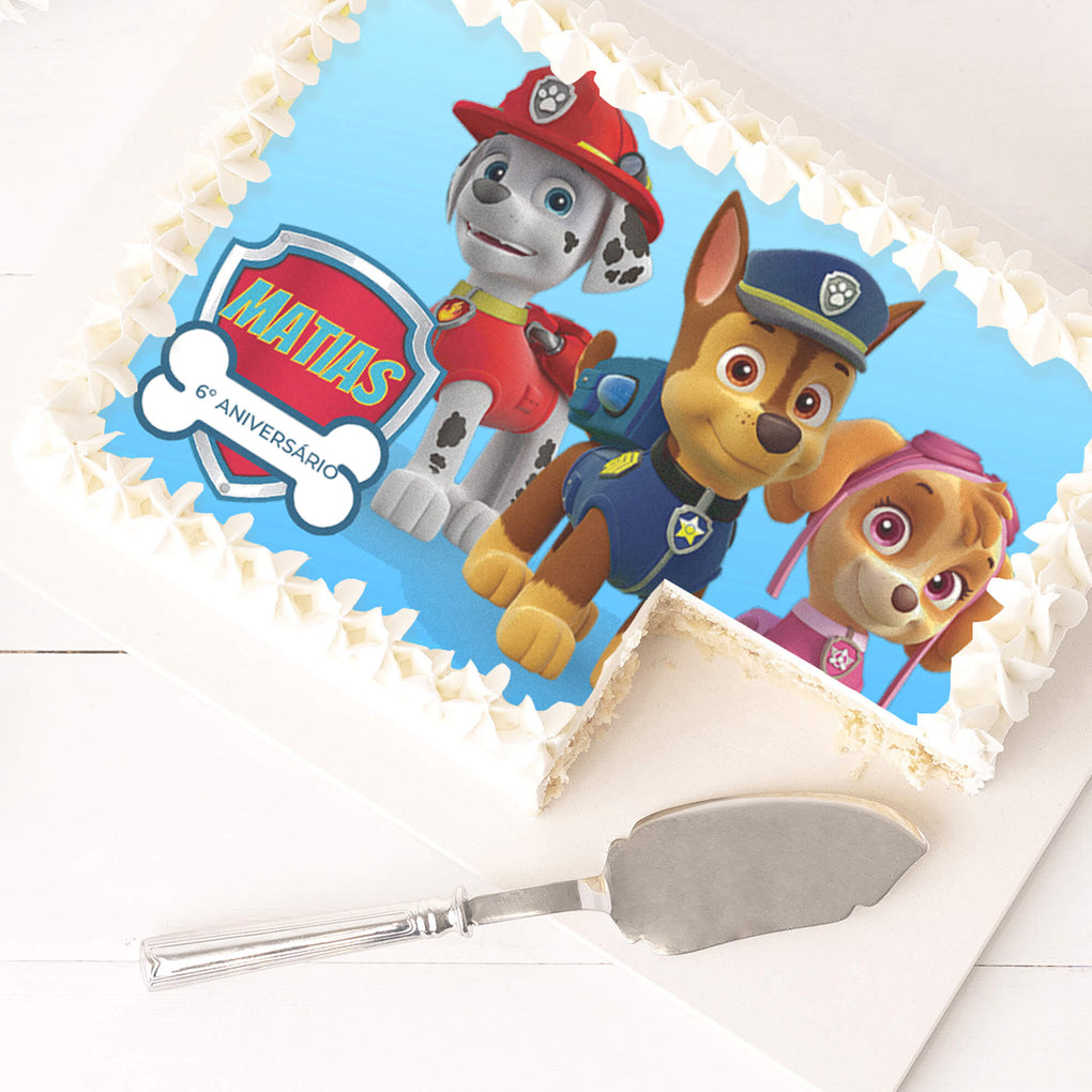 Bolo de aniversário criança Patrulha Pata com mensagem personalizável –  Love In a Cake