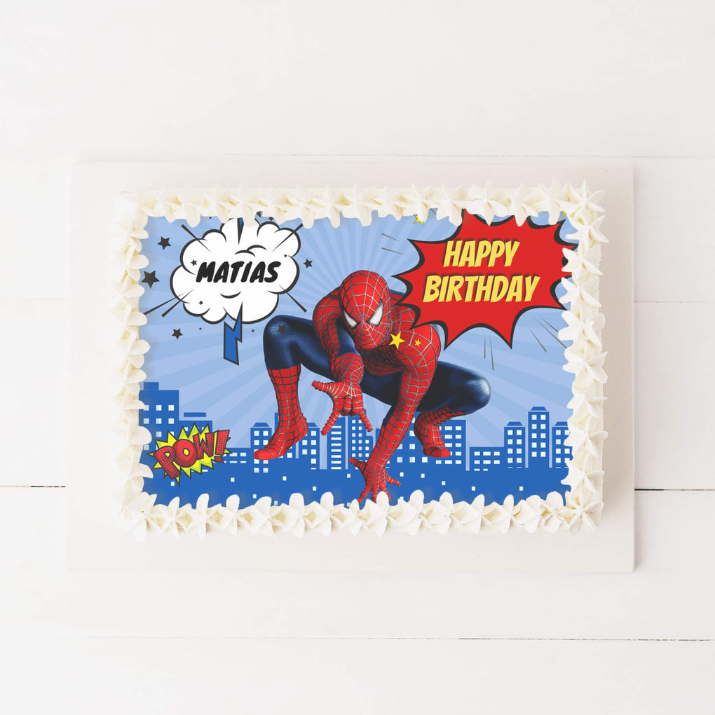 Bolo de aniversário Homem Aranha com cobertura de açúcar – Love In a Cake